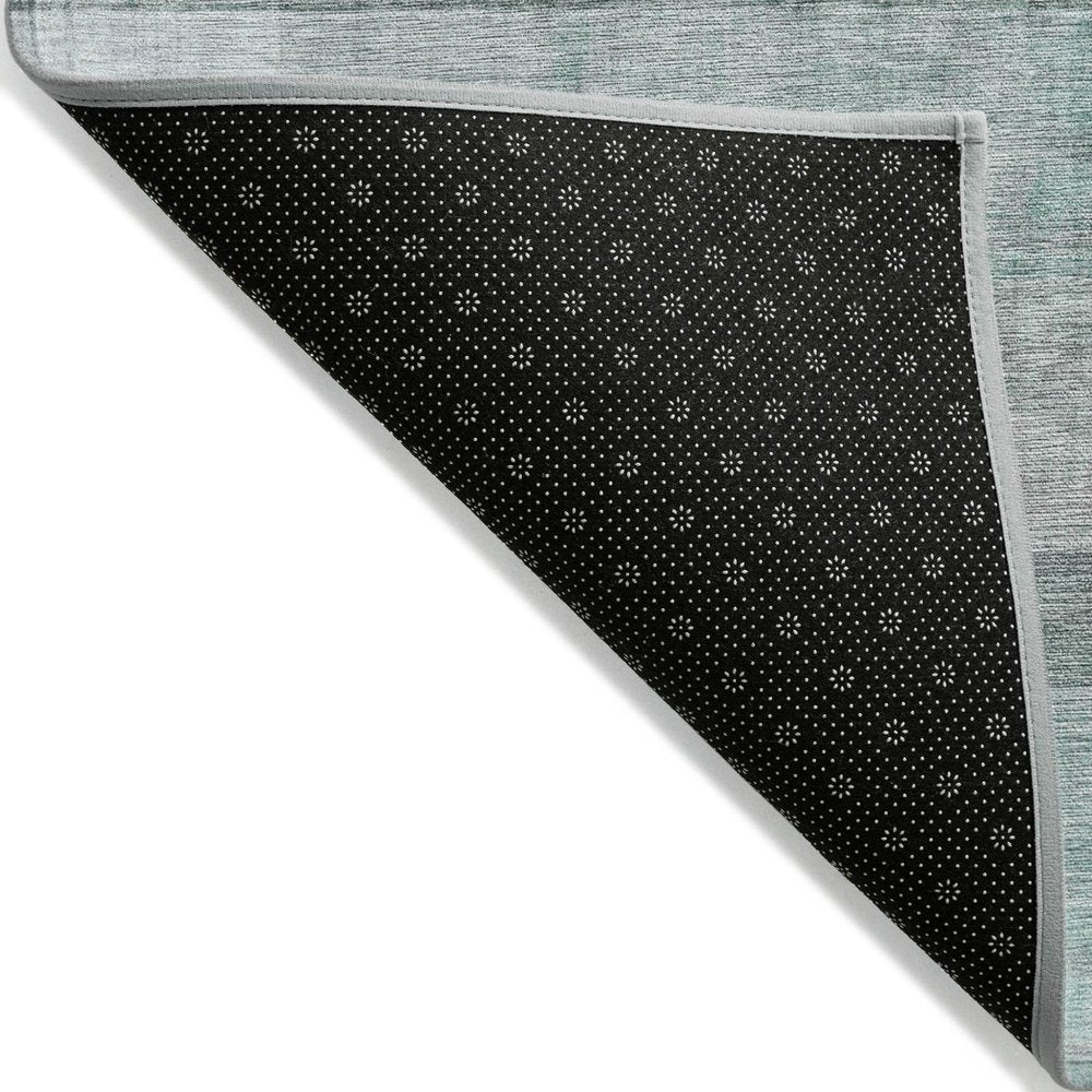 8' Runner Teal Ombre Washable Non Skid Indoor Outdoor Runner Rug