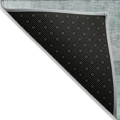8' Runner Teal Ombre Washable Non Skid Indoor Outdoor Runner Rug