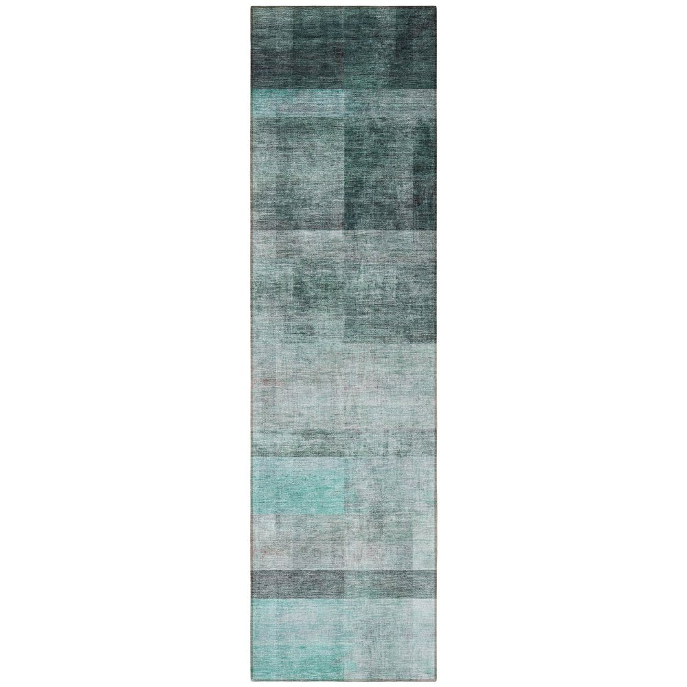 3' X 5' Teal Ombre Washable Non Skid Indoor Outdoor Area Rug