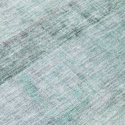 3' X 5' Teal Ombre Washable Non Skid Indoor Outdoor Area Rug