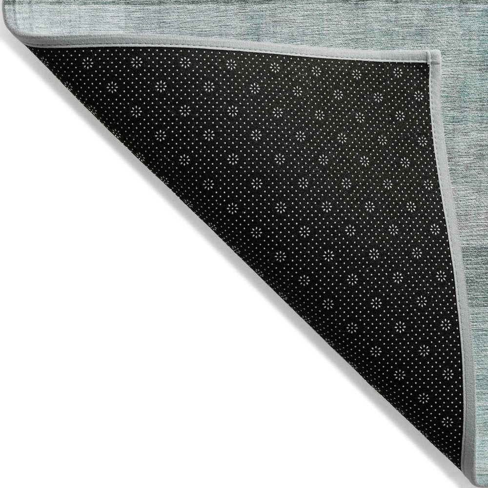 3' X 5' Teal Ombre Washable Non Skid Indoor Outdoor Area Rug