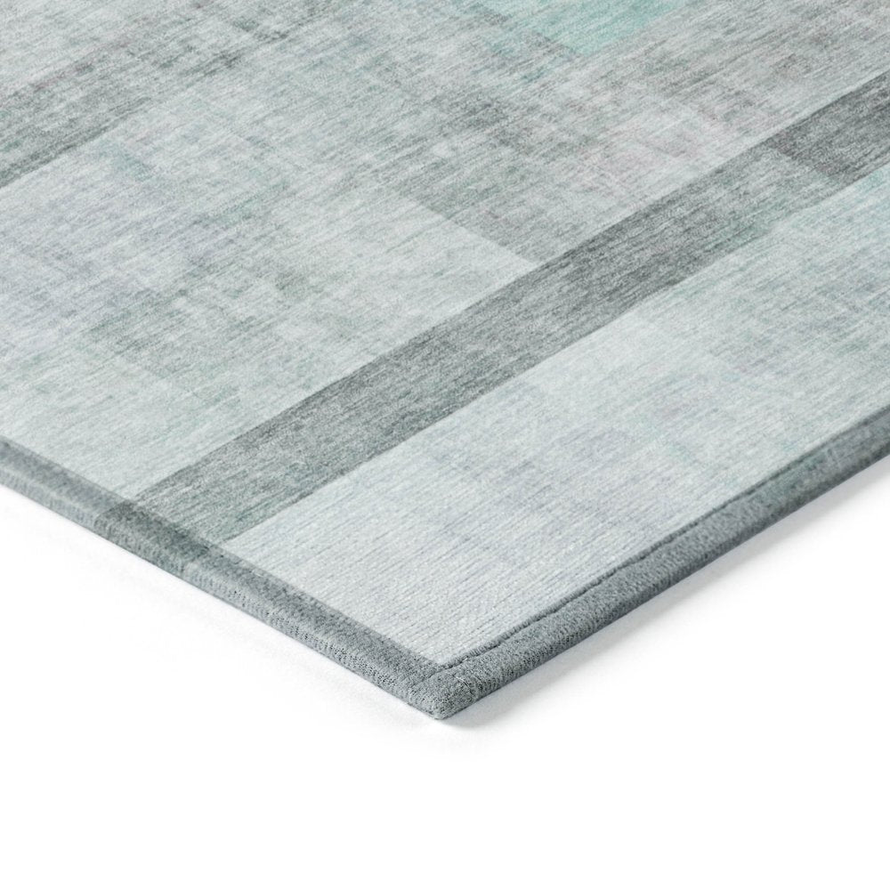 8' Runner Teal Ombre Washable Non Skid Indoor Outdoor Runner Rug
