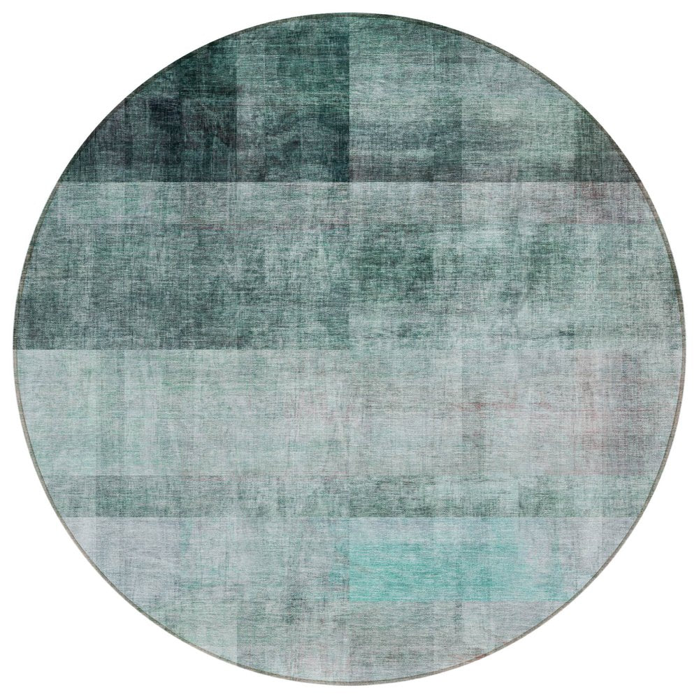 3' X 5' Teal Ombre Washable Non Skid Indoor Outdoor Area Rug