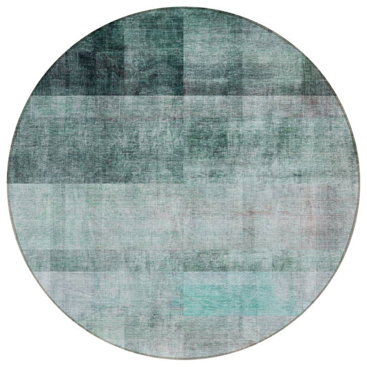 3' X 5' Teal Ombre Washable Non Skid Indoor Outdoor Area Rug