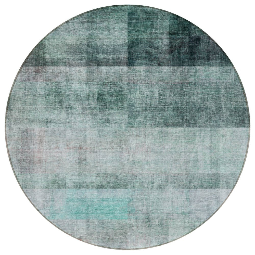 3' X 5' Teal Ombre Washable Non Skid Indoor Outdoor Area Rug