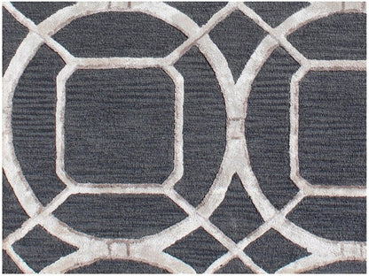 5' X 8' Charcoal and Ivory Abstract Geometric Hand Tufted Area Rug