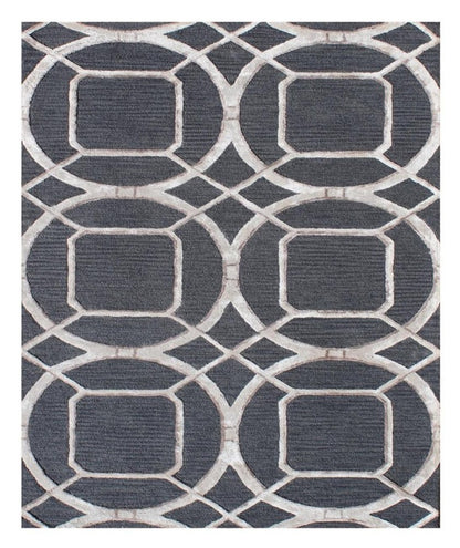 5' X 8' Charcoal and Ivory Abstract Geometric Hand Tufted Area Rug
