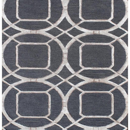 5' X 8' Charcoal and Ivory Abstract Geometric Hand Tufted Area Rug