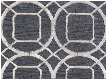 5' X 8' Charcoal and Ivory Abstract Geometric Hand Tufted Area Rug