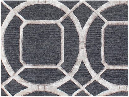 5' X 8' Charcoal and Ivory Abstract Geometric Hand Tufted Area Rug