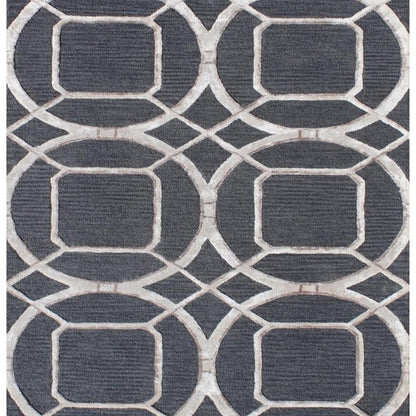 5' X 8' Charcoal and Ivory Abstract Geometric Hand Tufted Area Rug