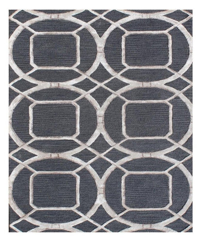 5' X 8' Charcoal and Ivory Abstract Geometric Hand Tufted Area Rug