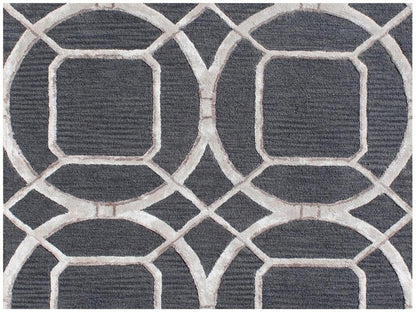 5' X 8' Charcoal and Ivory Abstract Geometric Hand Tufted Area Rug
