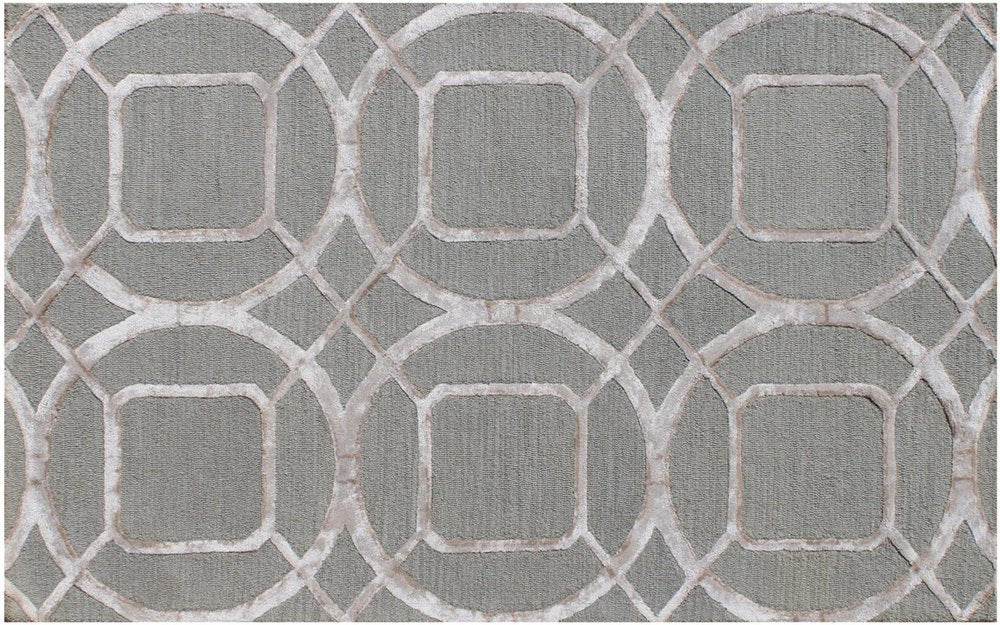 5' X 8' Gray and Light Gray Abstract Geometric Hand Tufted Area Rug
