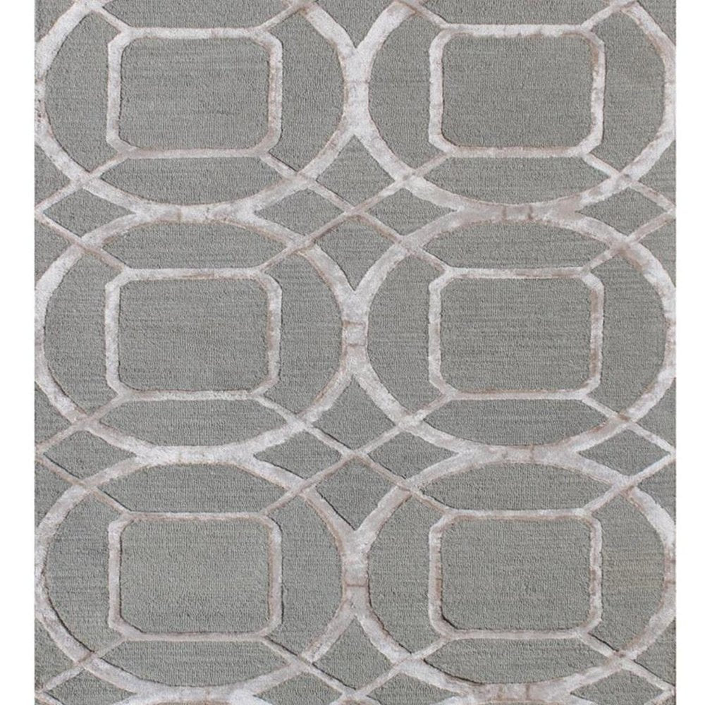 5' X 8' Gray and Light Gray Abstract Geometric Hand Tufted Area Rug