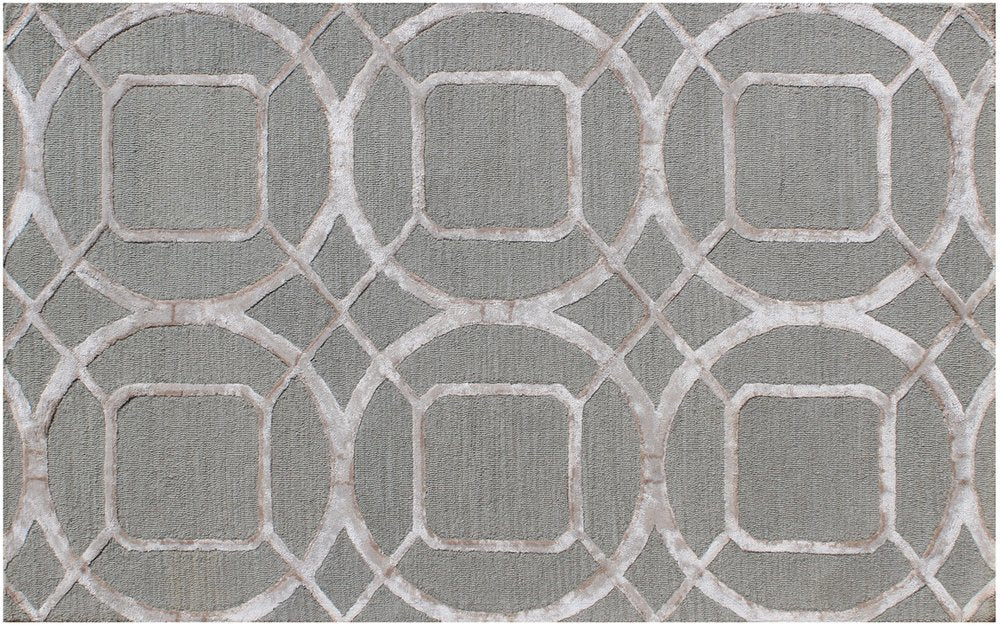 5' X 8' Gray and Light Gray Abstract Geometric Hand Tufted Area Rug
