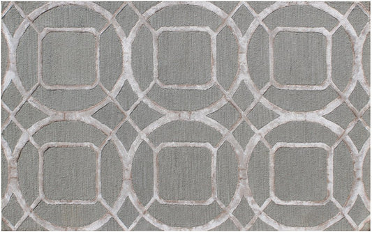 5' X 8' Gray and Light Gray Abstract Geometric Hand Tufted Area Rug