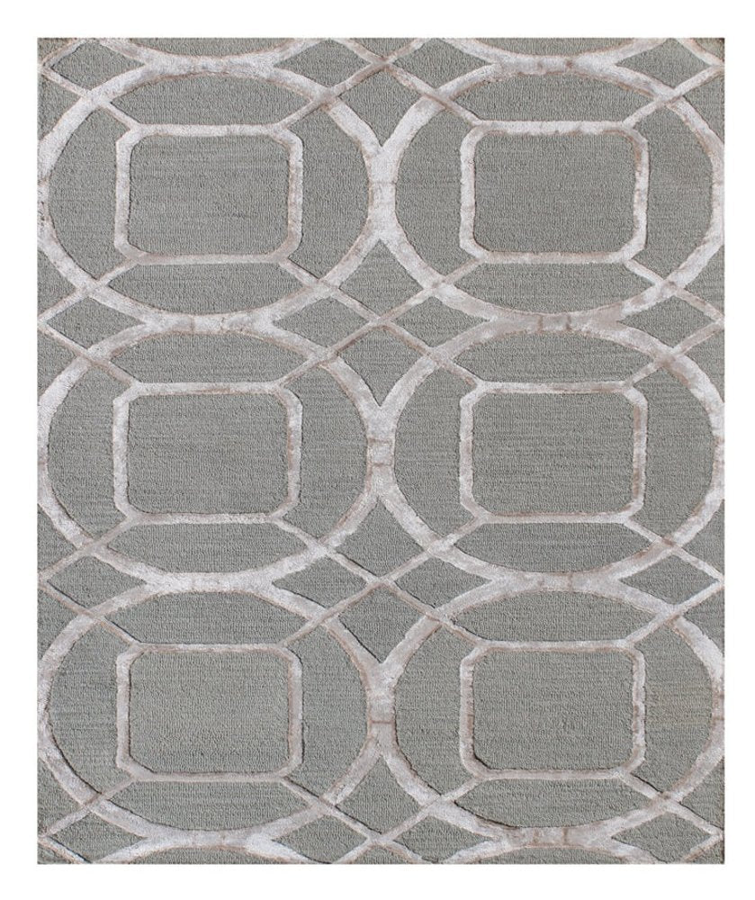 5' X 8' Gray and Light Gray Abstract Geometric Hand Tufted Area Rug