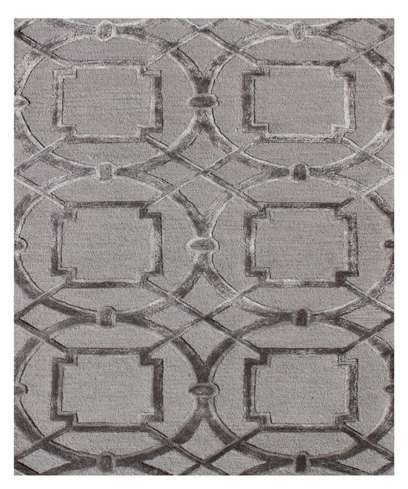 5' X 8' Gray and Dark Gray Abstract Geometric Hand Tufted Area Rug