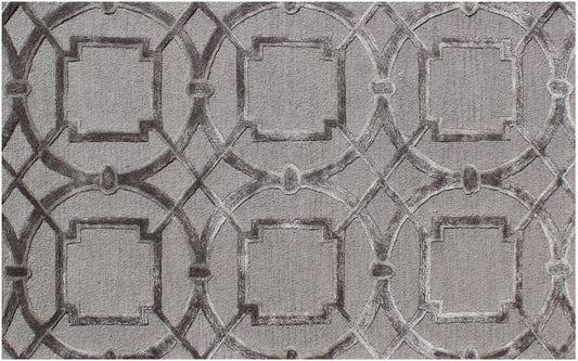 5' X 8' Gray and Dark Gray Abstract Geometric Hand Tufted Area Rug