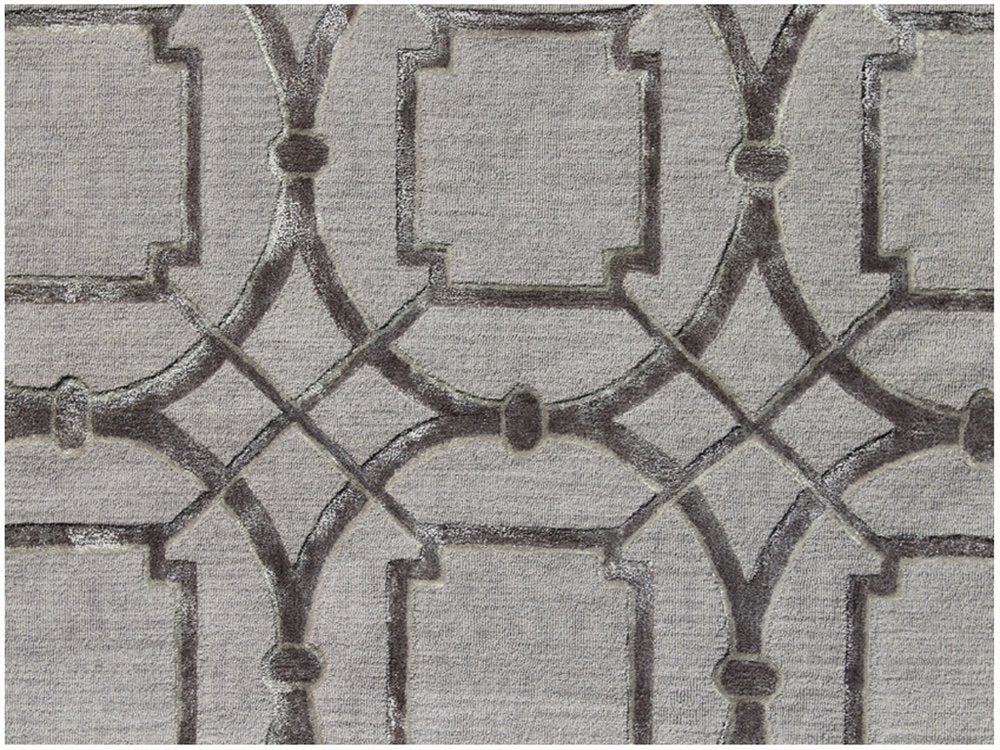 5' X 8' Gray and Dark Gray Abstract Geometric Hand Tufted Area Rug