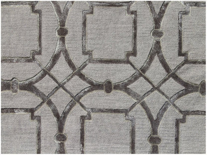 5' X 8' Gray and Dark Gray Abstract Geometric Hand Tufted Area Rug