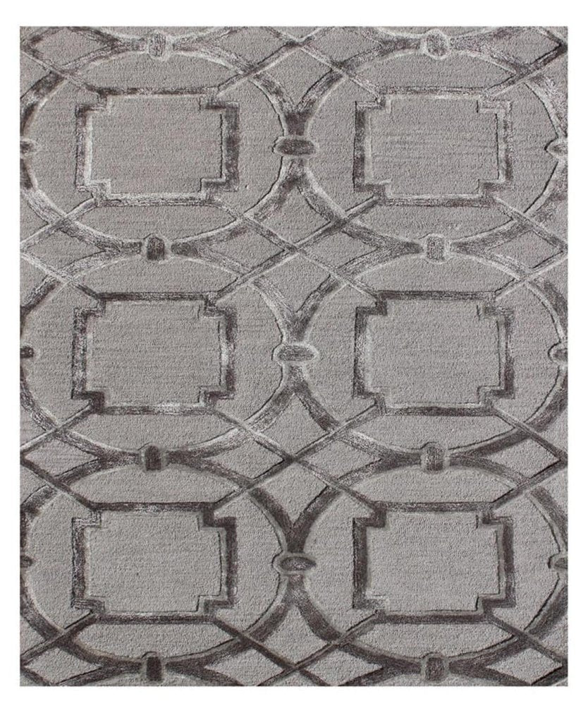 5' X 8' Gray and Dark Gray Abstract Geometric Hand Tufted Area Rug