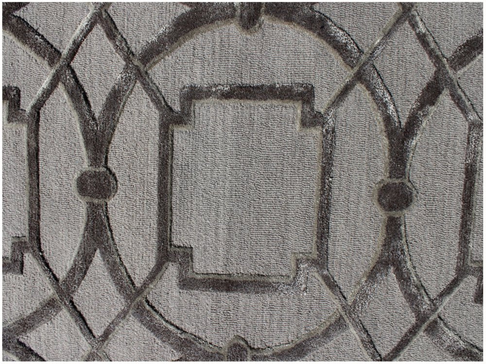 5' X 8' Gray and Dark Gray Abstract Geometric Hand Tufted Area Rug