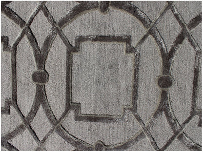 5' X 8' Gray and Dark Gray Abstract Geometric Hand Tufted Area Rug