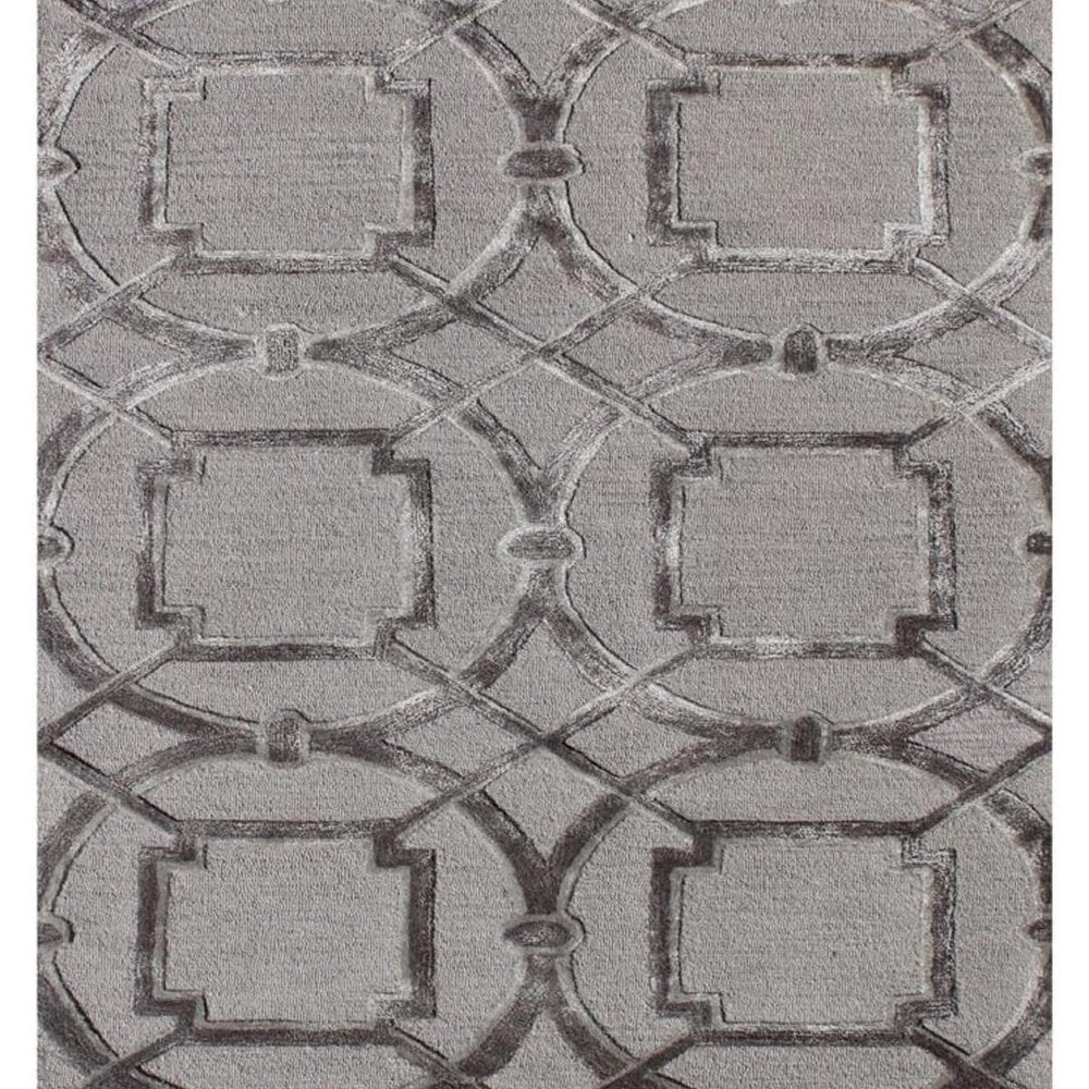5' X 8' Gray and Dark Gray Abstract Geometric Hand Tufted Area Rug