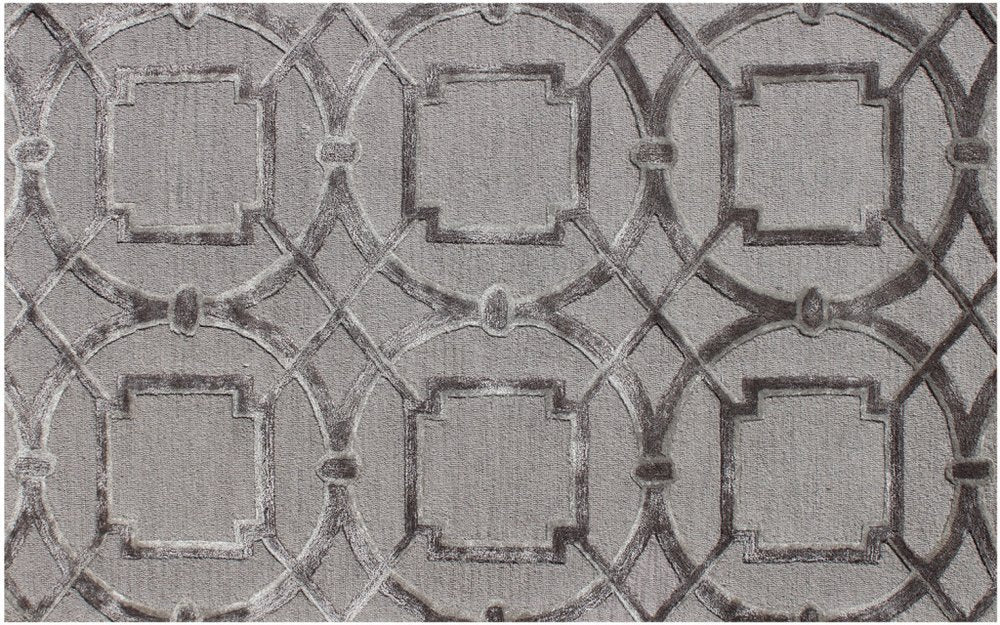 5' X 8' Gray and Dark Gray Abstract Geometric Hand Tufted Area Rug