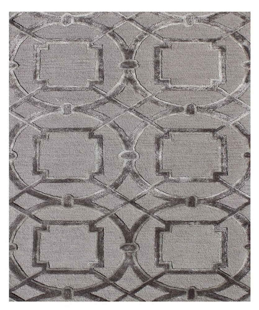 5' X 8' Gray and Dark Gray Abstract Geometric Hand Tufted Area Rug