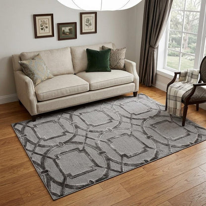 5' X 8' Gray and Dark Gray Abstract Geometric Hand Tufted Area Rug