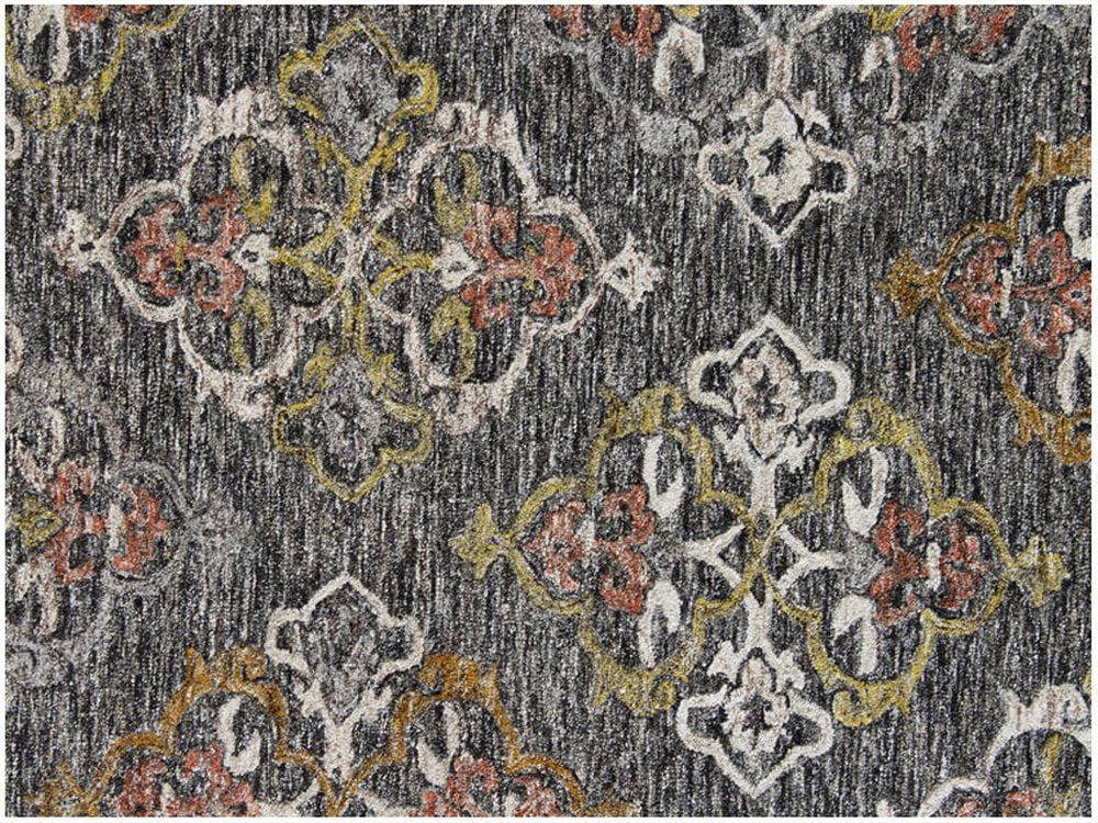 5' X 8' Charcoal Abstract Geometric Hand Tufted Non Skid Area Rug