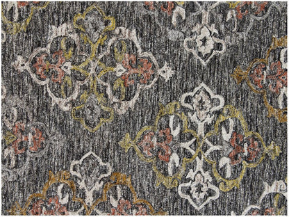 5' X 8' Charcoal Abstract Geometric Hand Tufted Non Skid Area Rug