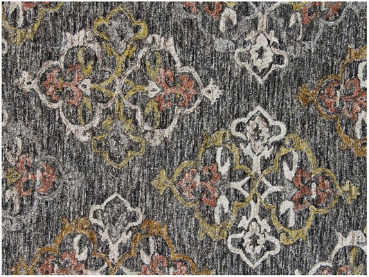 5' X 8' Charcoal Abstract Geometric Hand Tufted Non Skid Area Rug