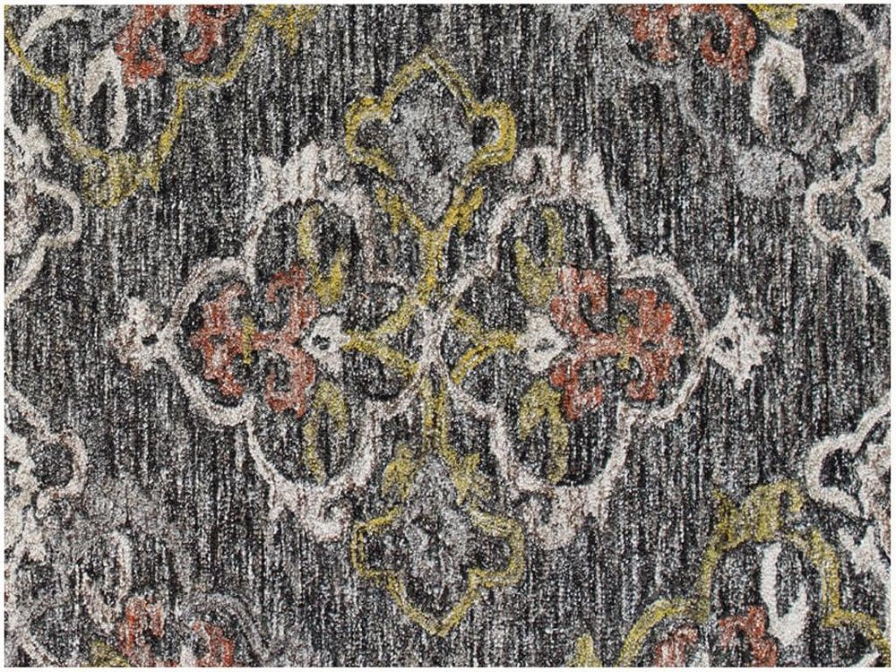 5' X 8' Charcoal Abstract Geometric Hand Tufted Non Skid Area Rug