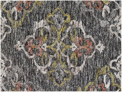 5' X 8' Charcoal Abstract Geometric Hand Tufted Non Skid Area Rug