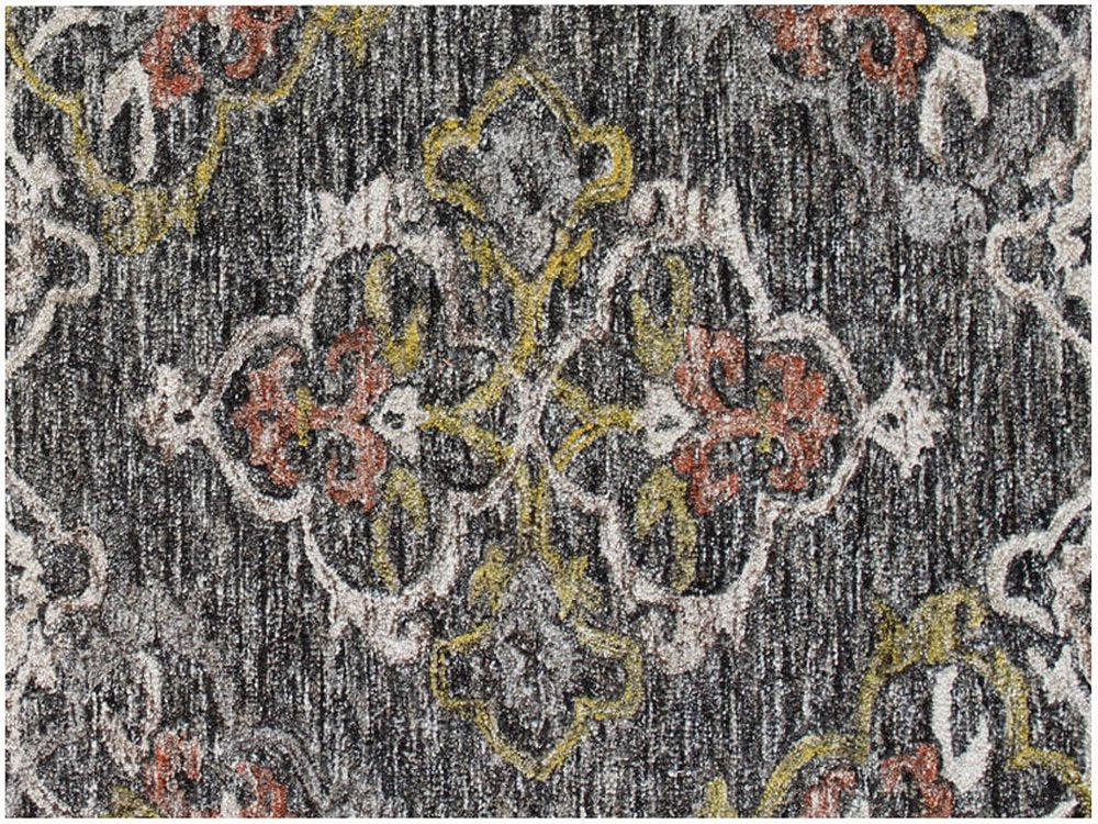 5' X 8' Charcoal Abstract Geometric Hand Tufted Non Skid Area Rug