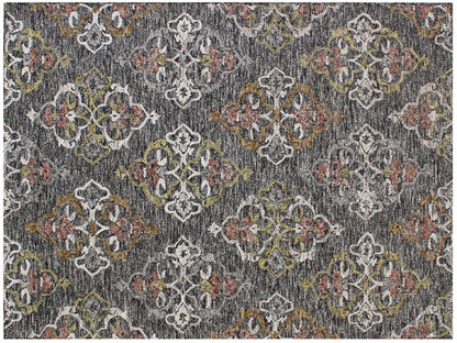 5' X 8' Charcoal Abstract Geometric Hand Tufted Non Skid Area Rug