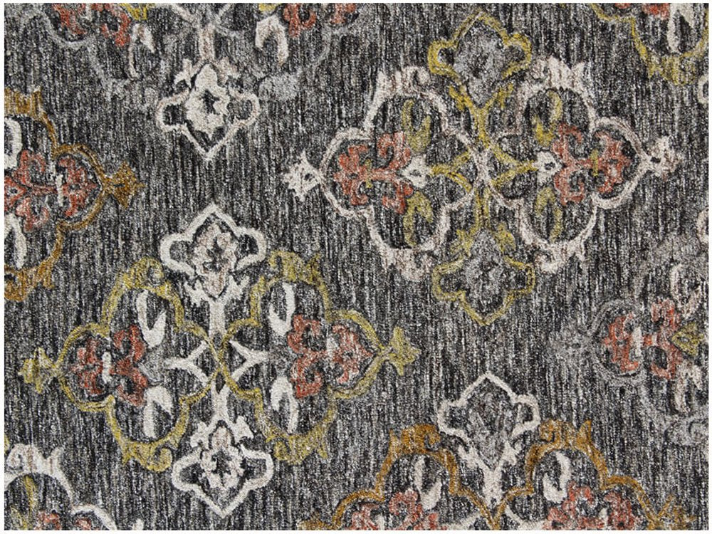 5' X 8' Charcoal Abstract Geometric Hand Tufted Non Skid Area Rug