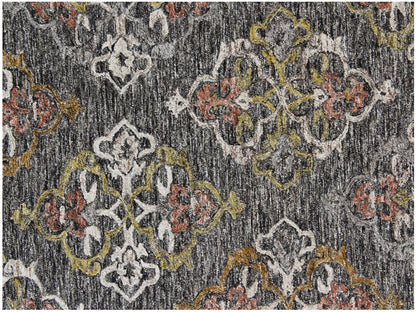 5' X 8' Charcoal Abstract Geometric Hand Tufted Non Skid Area Rug