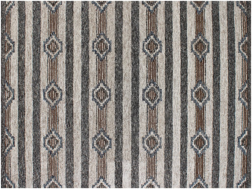 5' X 8' Beige Abstract Geometric Hand Tufted Non Skid Area Rug