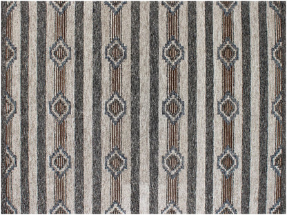 5' X 8' Beige Abstract Geometric Hand Tufted Non Skid Area Rug