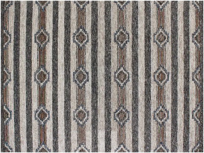 5' X 8' Beige Abstract Geometric Hand Tufted Non Skid Area Rug