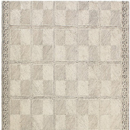 5' X 8' Moss Green Wool Abstract Geometric Hand Tufted Non Skid Area Rug