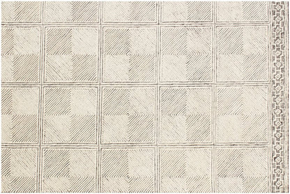 5' X 8' Moss Green Wool Abstract Geometric Hand Tufted Non Skid Area Rug