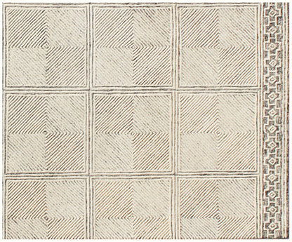 5' X 8' Moss Green Wool Abstract Geometric Hand Tufted Non Skid Area Rug