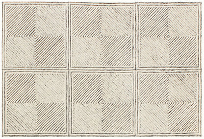 5' X 8' Moss Green Wool Abstract Geometric Hand Tufted Non Skid Area Rug