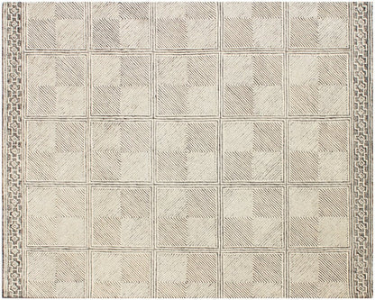 5' X 8' Moss Green Wool Abstract Geometric Hand Tufted Non Skid Area Rug